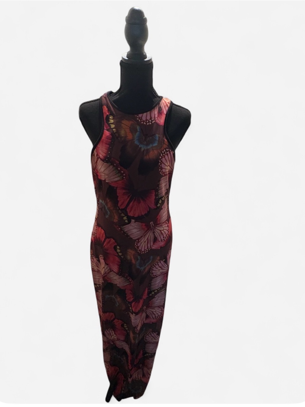 Fashion Nova Burgundy and Pink Butterfly Print Maxi Dress